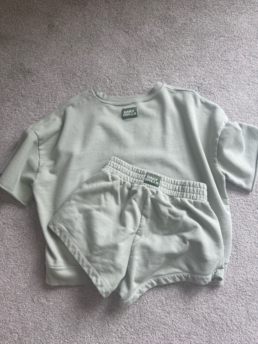 Daily Drills Mint Sage Two-Piece Lounge Set - Tee & Shorts XS/S